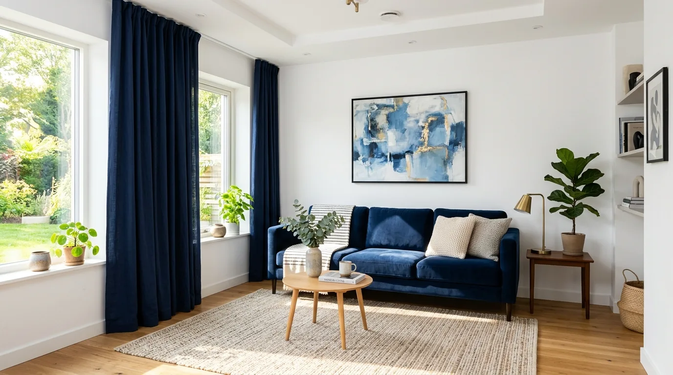 Match curtains to the wall for a seamless look